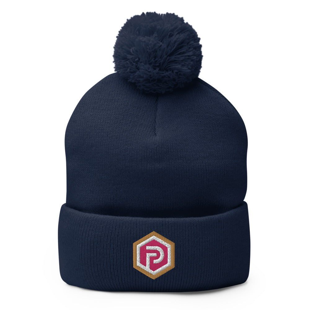 Pink Champion Hexagon Pom Beanie