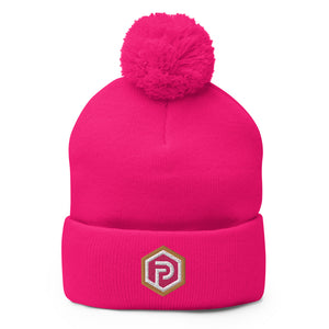 Pink Champion Hexagon Pom Beanie