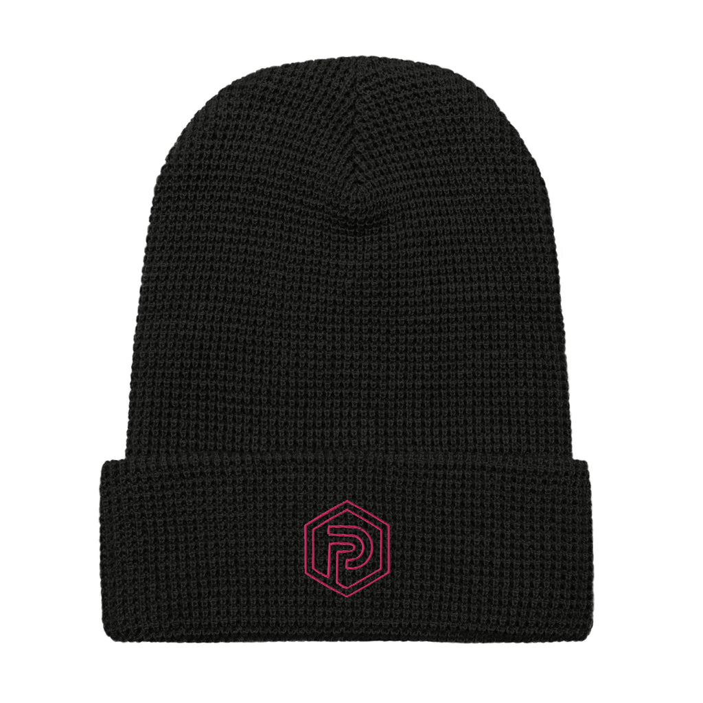 Pink Outline Hexagon Waffle beanie